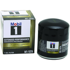 Mobil 1 side label detail showing model M1-107A and fitment information clearly
