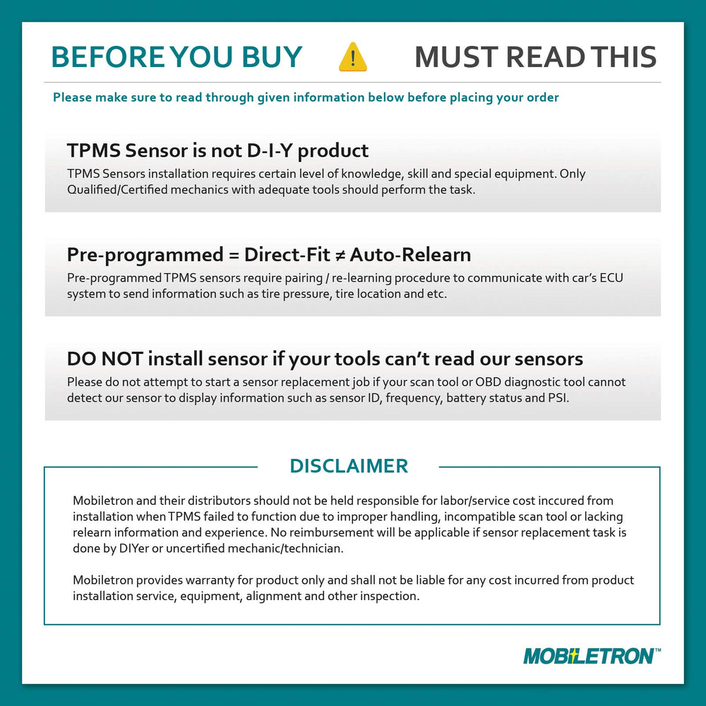 MOBILETRON MORESENSOR installed in garage during tire change illustrating straightforward replacement