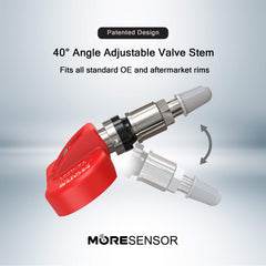 MOBILETRON MORESENSOR beside a ruler showing compact size for easy wheel installation