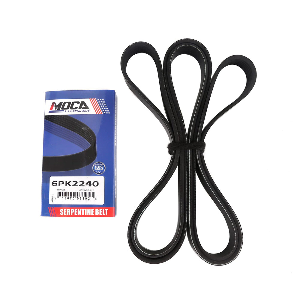 MOCA AUTOPARTS serpentine belt front view showing correct fitment benefit