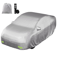 Mockins front view of sedan cover showing snug fit and paint protection benefit
