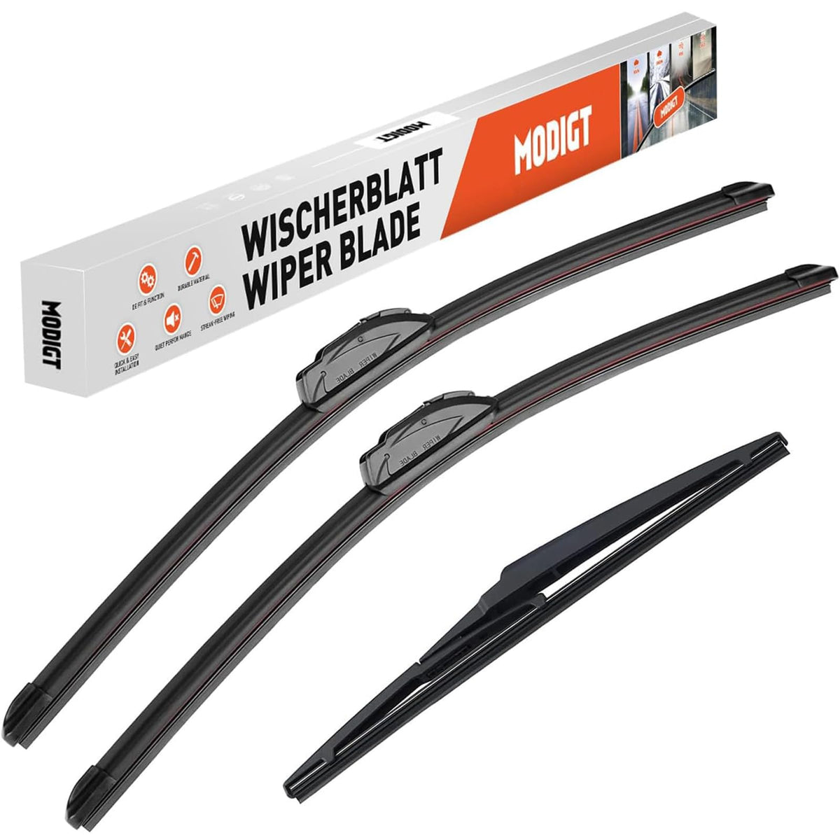 MODIGT front packaging showing three replacement blades and compatibility list for quick confirmation