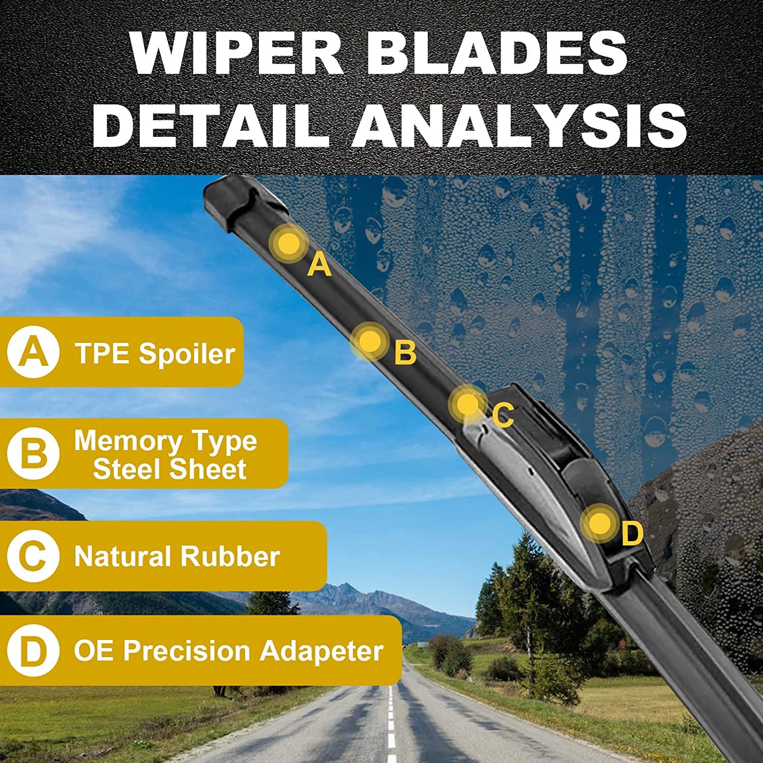 MODIGT close-up of blade edge highlighting rubber finish for smooth, streak-free wiping