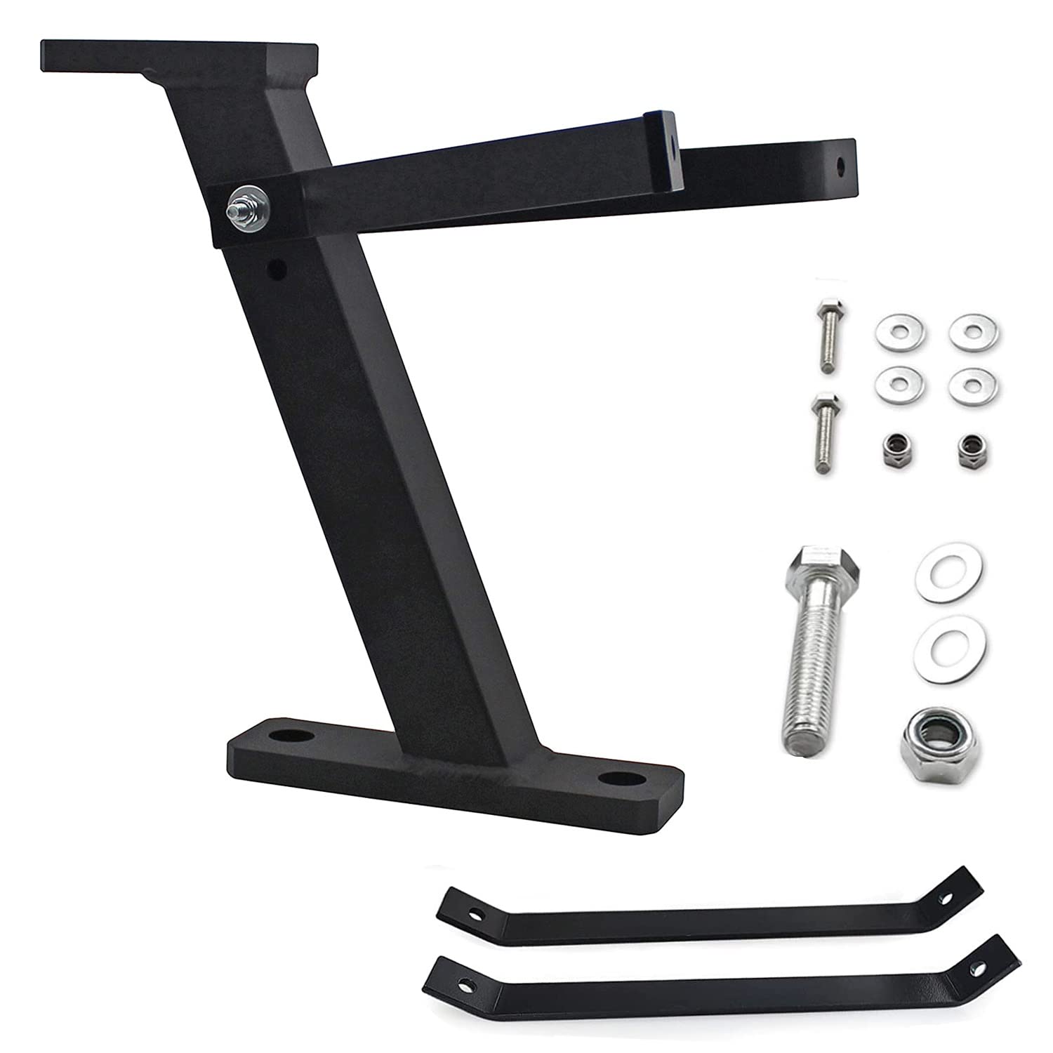 MOEUFFIR hitch front view showing bolt-on fit and durable steel for reliable towing