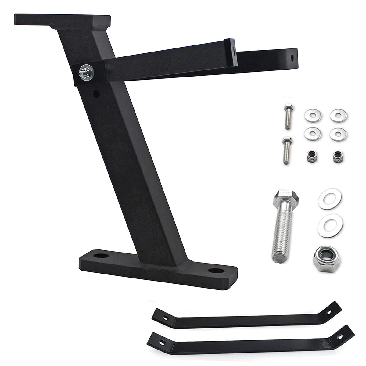 MOEUFFIR hitch front view showing bolt-on fit and durable steel for reliable towing
