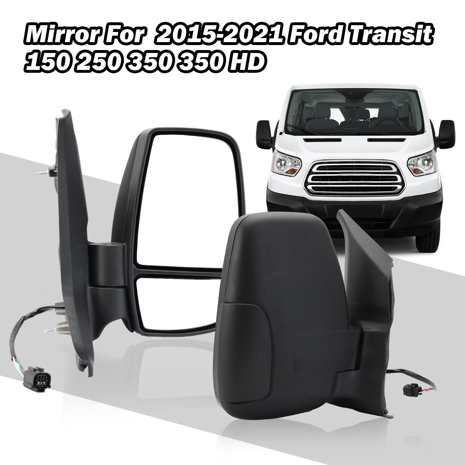MOFOAP mirror installed on Ford Transit passenger side showing factory fit
