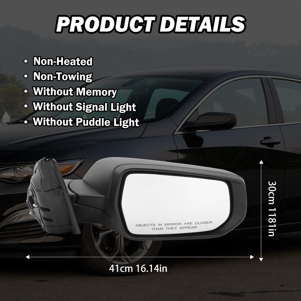 MOFOAP right-side mirror installed on Chevy Malibu showing correct fitment benefit