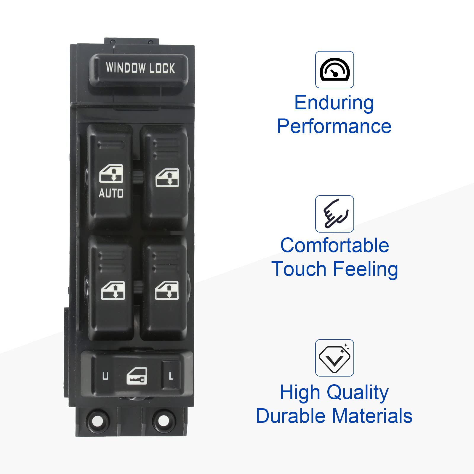 MOJTBE master switch installed in door panel demonstrating easy plug-and-play replacement