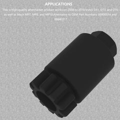 Close-up of Moker tool engagement teeth fitting flywheel offering secure rotation control