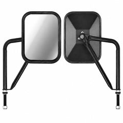 Moker front view of pair mounted on Jeep hinge showing clear road visibility