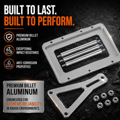 Moker hold down installed in vehicle showing secure battery fit