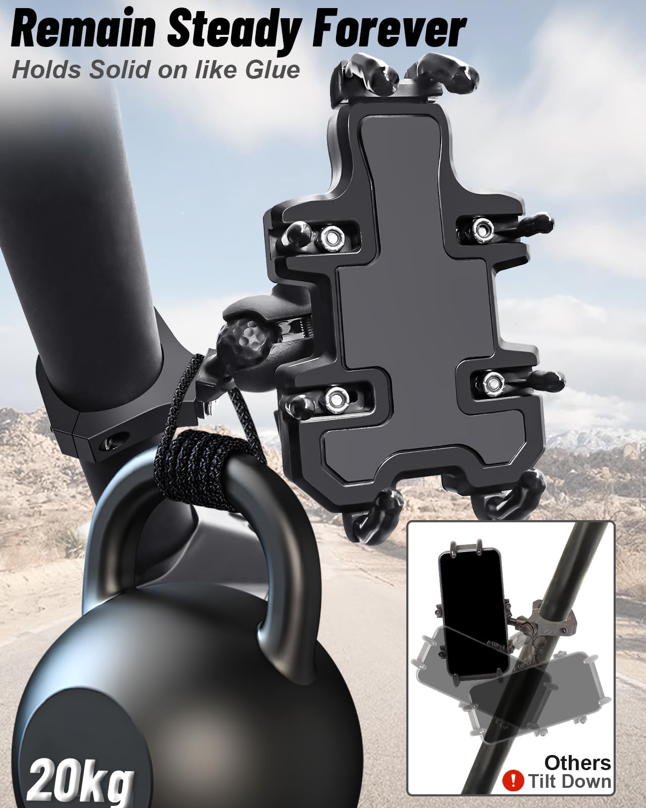 MOMI RAC GP 8-claw grip detail with rubber pads protecting phone from scratches