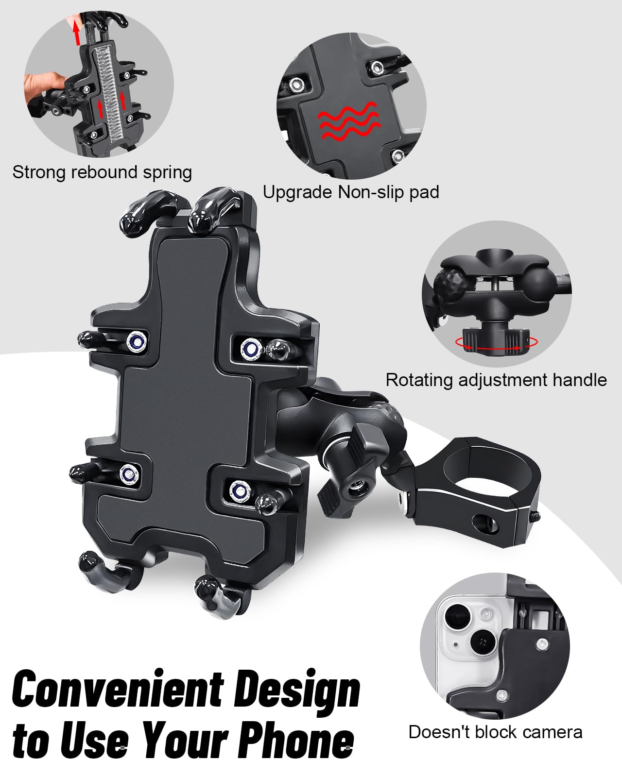 MOMI RAC GP with charging cable showing accessible ports while mounted