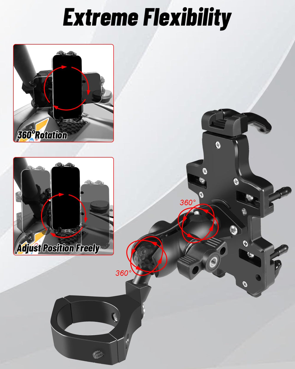 MOMI RAC GP tilt and rotation knob close-up allowing precise angle adjustments
