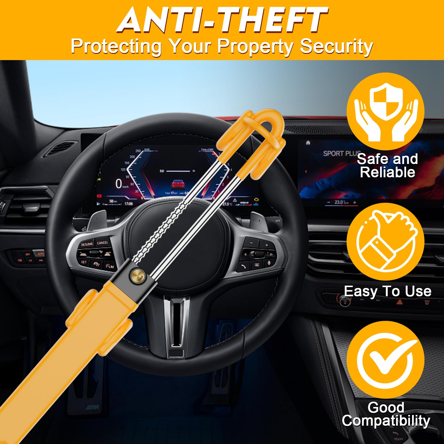 MONOJOY installed on a steering wheel demonstrating secure grip