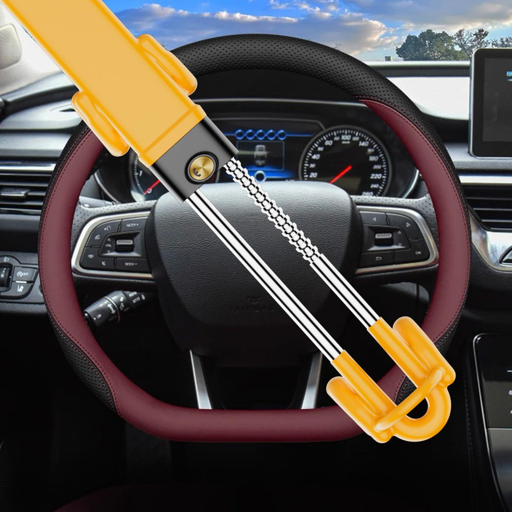 MONOJOY lock on parked car steering wheel boosting visible security