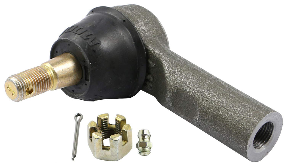 MOOG outer tie rod end front angle showing fit and sturdy construction for precise steering