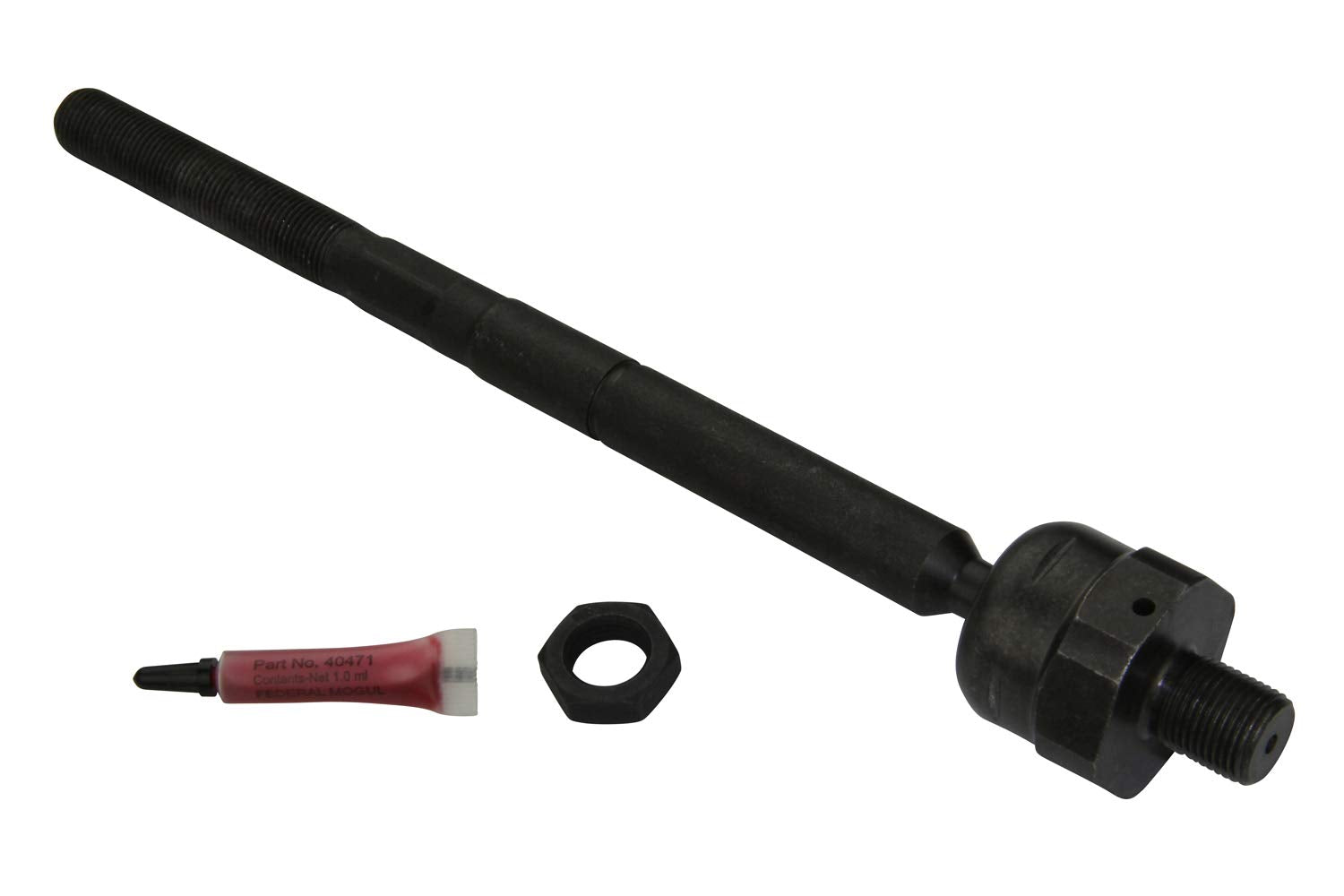 MOOG EV800457 front view showing full tie rod end and mounting points, ensuring correct fit