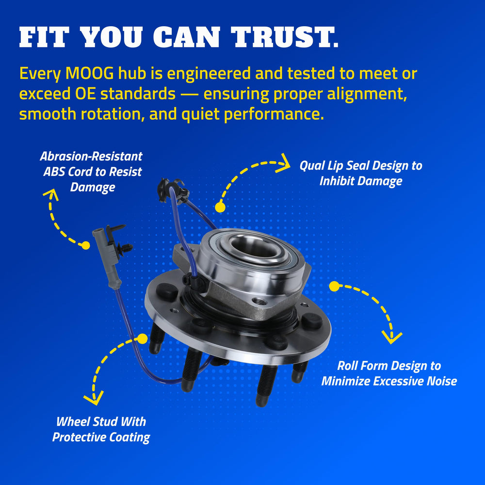 MOOG integrated ABS sensor and cord ready to maintain system function