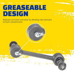 MOOG greaseable socket visible for easy maintenance and extended life
