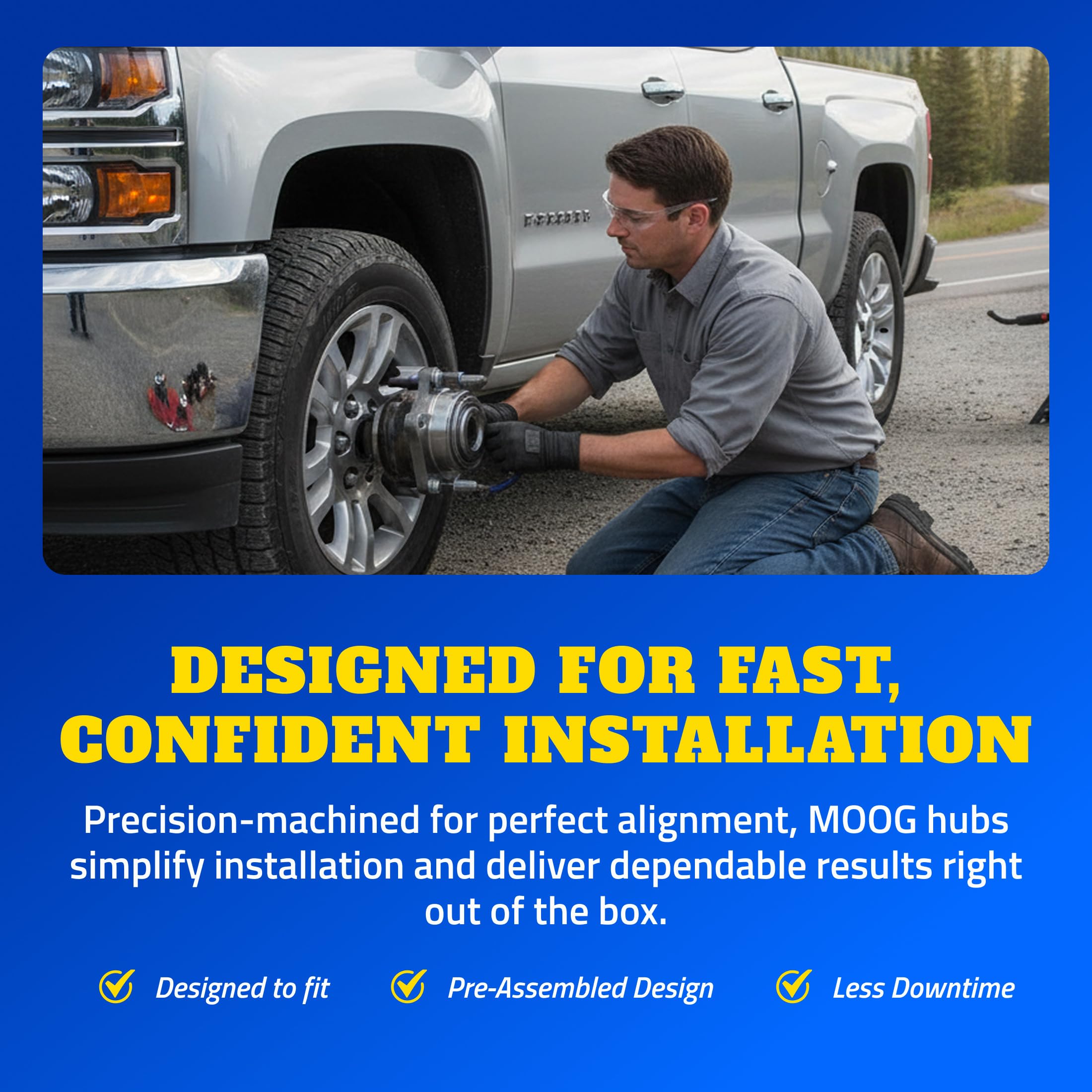MOOG hub side profile with mounting flange for accurate direct fit