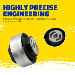 MOOG bushing installed on control arm demonstrating correct fit and stability