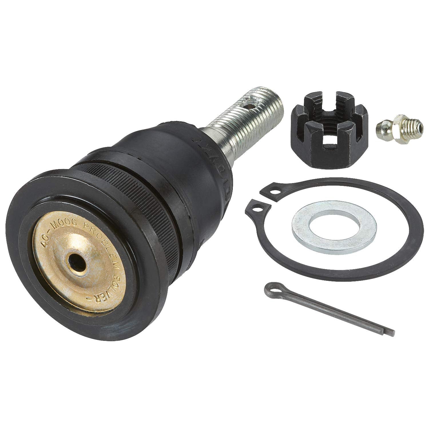 MOOG ball joint side profile highlighting durable construction benefit