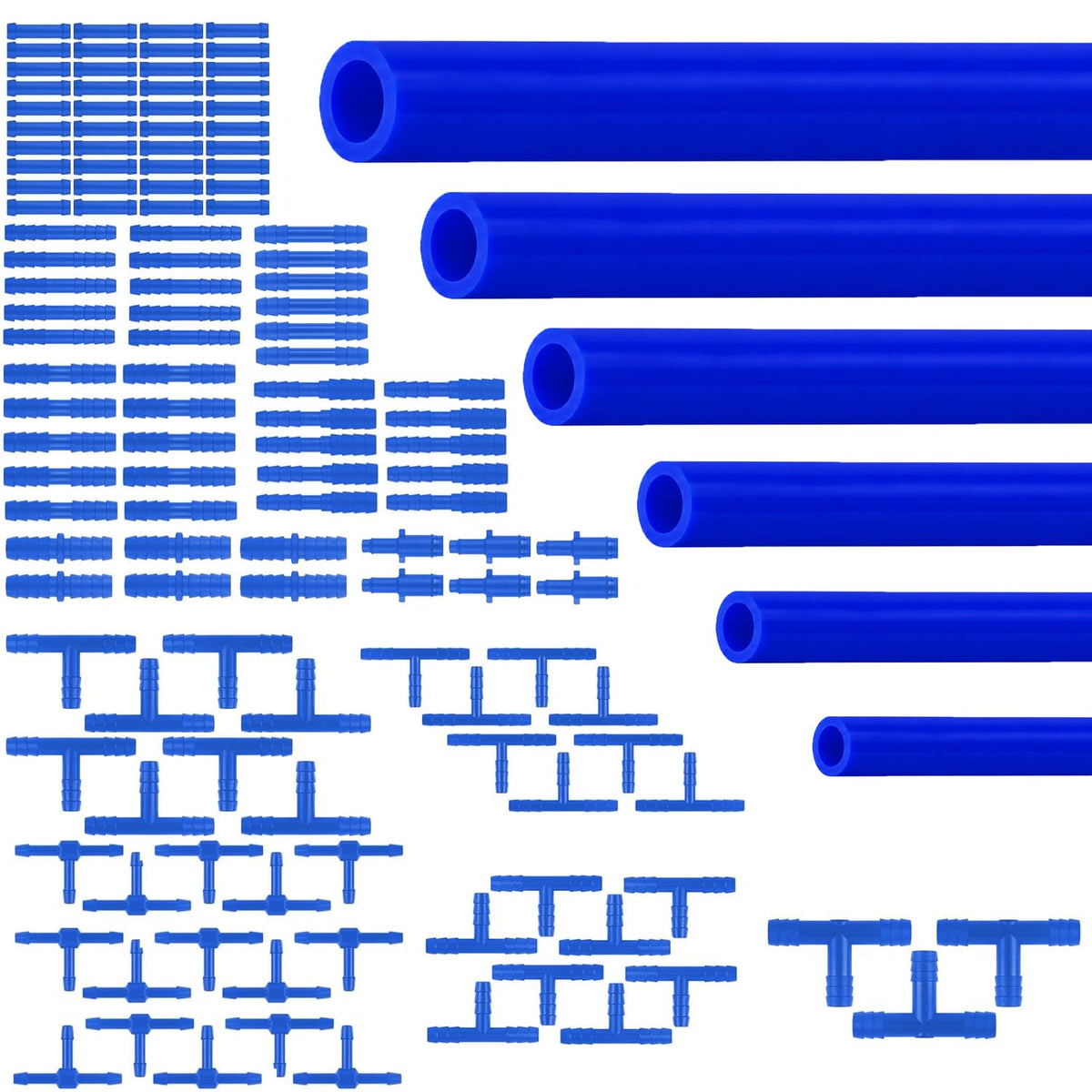 MooiYrs front packaging showing blue silicone hoses and connectors, conveys full kit contents