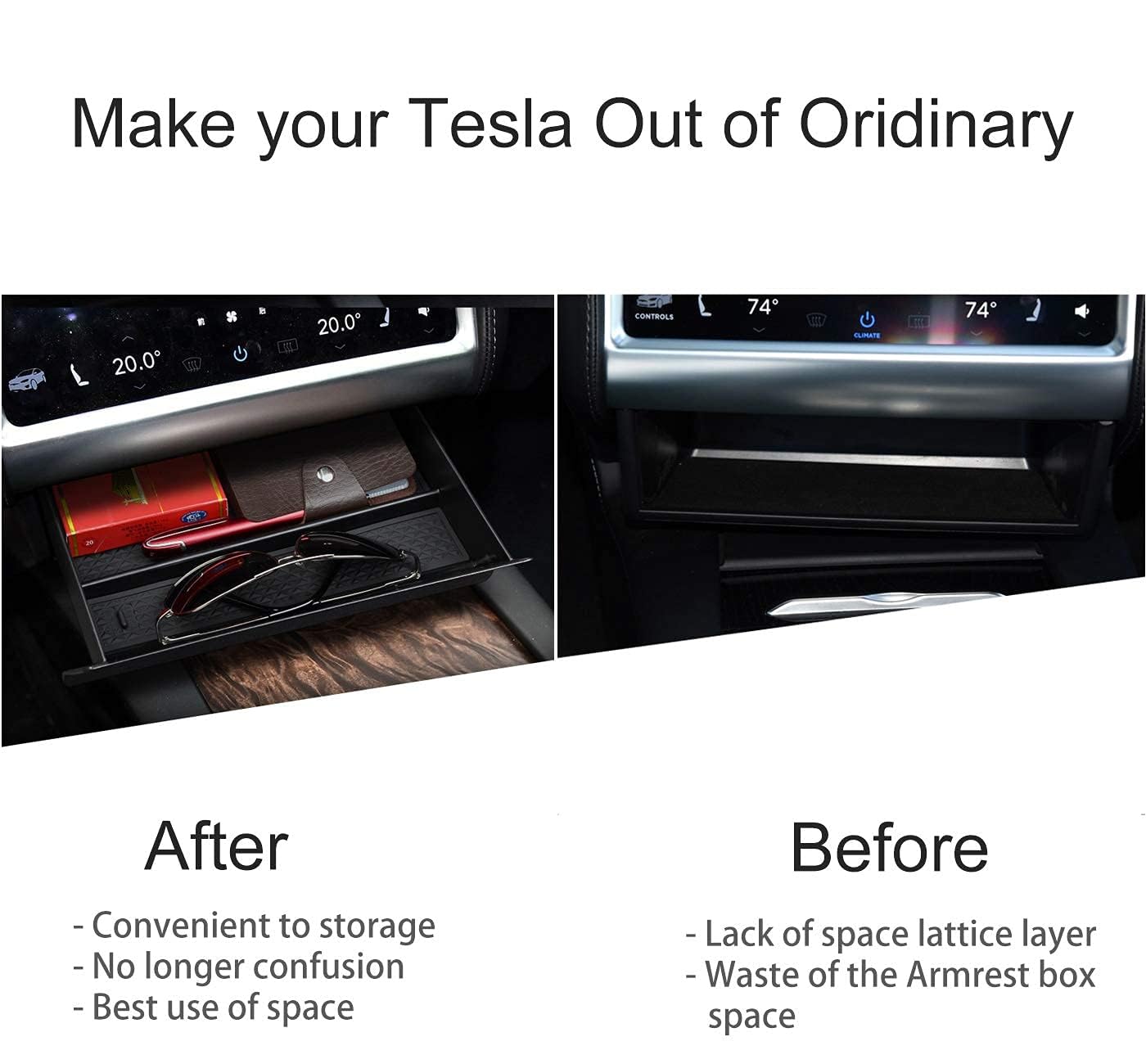 Moonlinks close-up of anti-scratch finish protecting Tesla console from wear