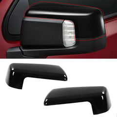 Moonlinks front view mirror covers showing glossy black finish and ready-to-install benefit