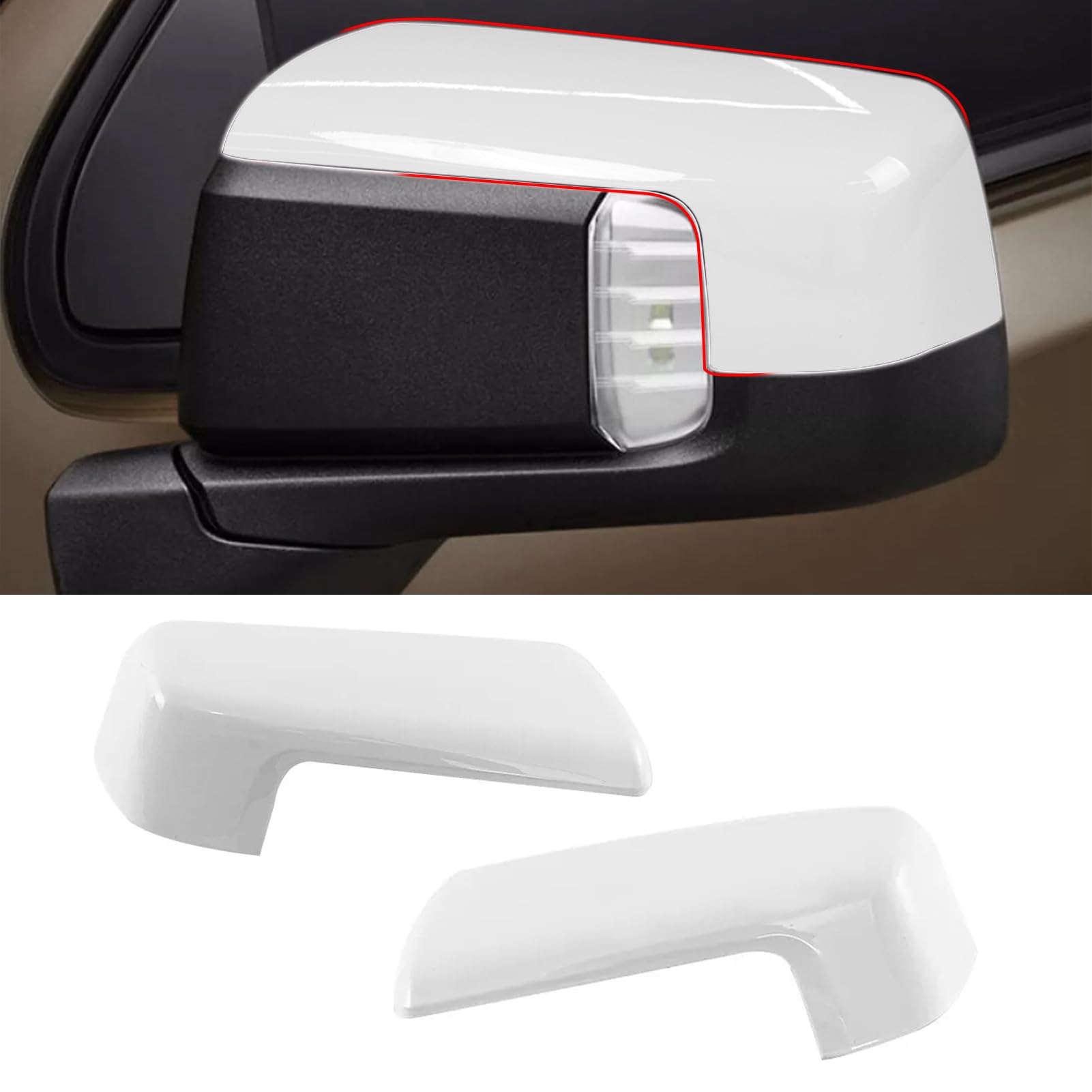Moonlinks front view mirror covers showing clean white finish and fit