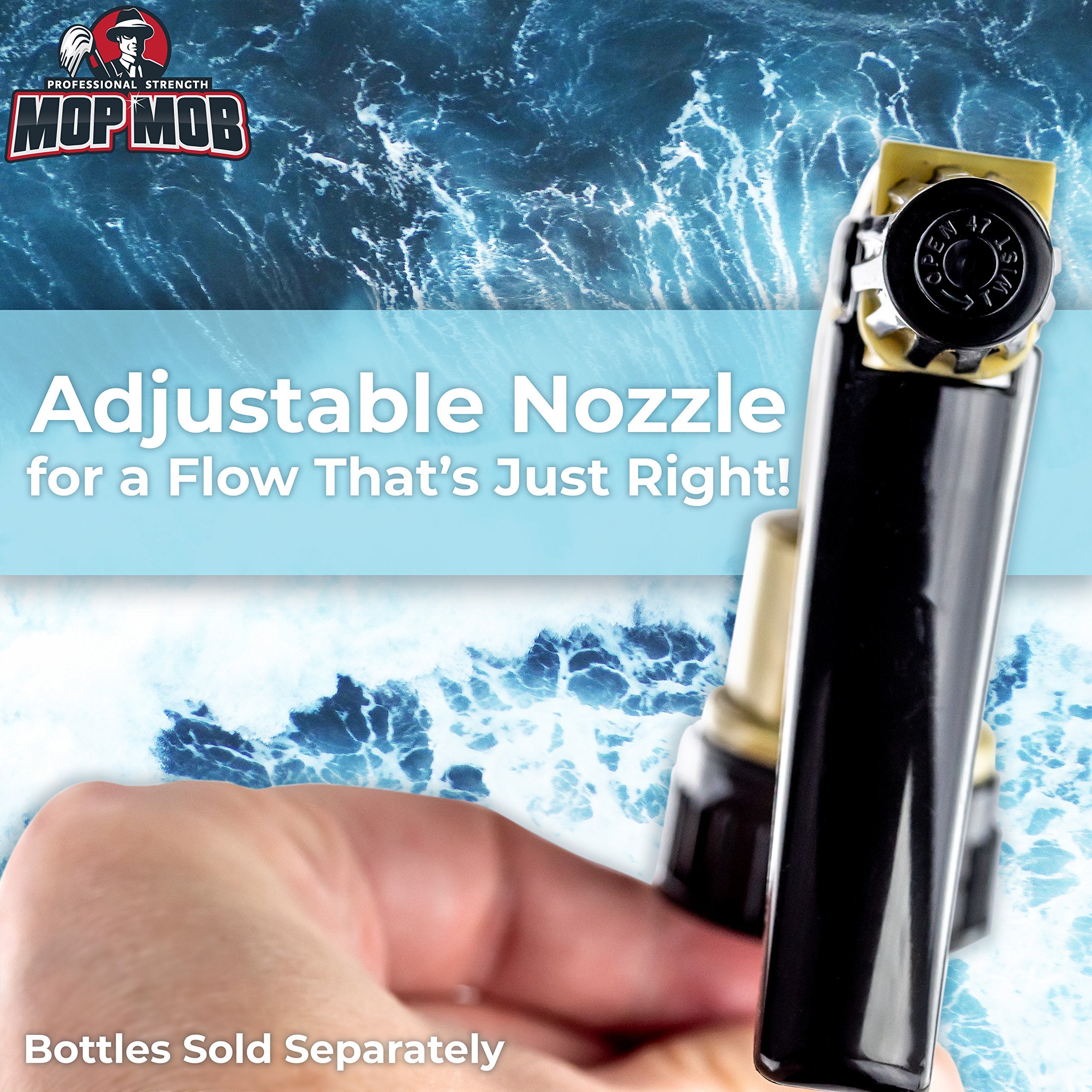 Mop Mob installed on quart bottle illustrating compatibility and secure fit benefit