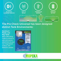 mopeka mounted under a plastic tank on a trailer, provides accurate remote readings