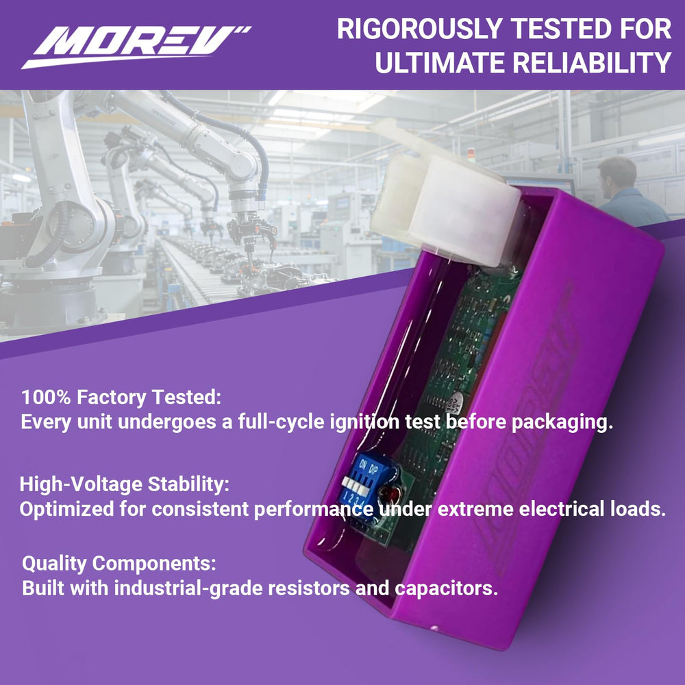 MOREV installed on a dirt bike ignition to demonstrate real-world compatibility