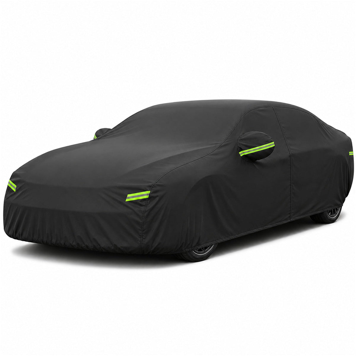 Morhept front packaging view showing all-season car cover and included straps for easy storage