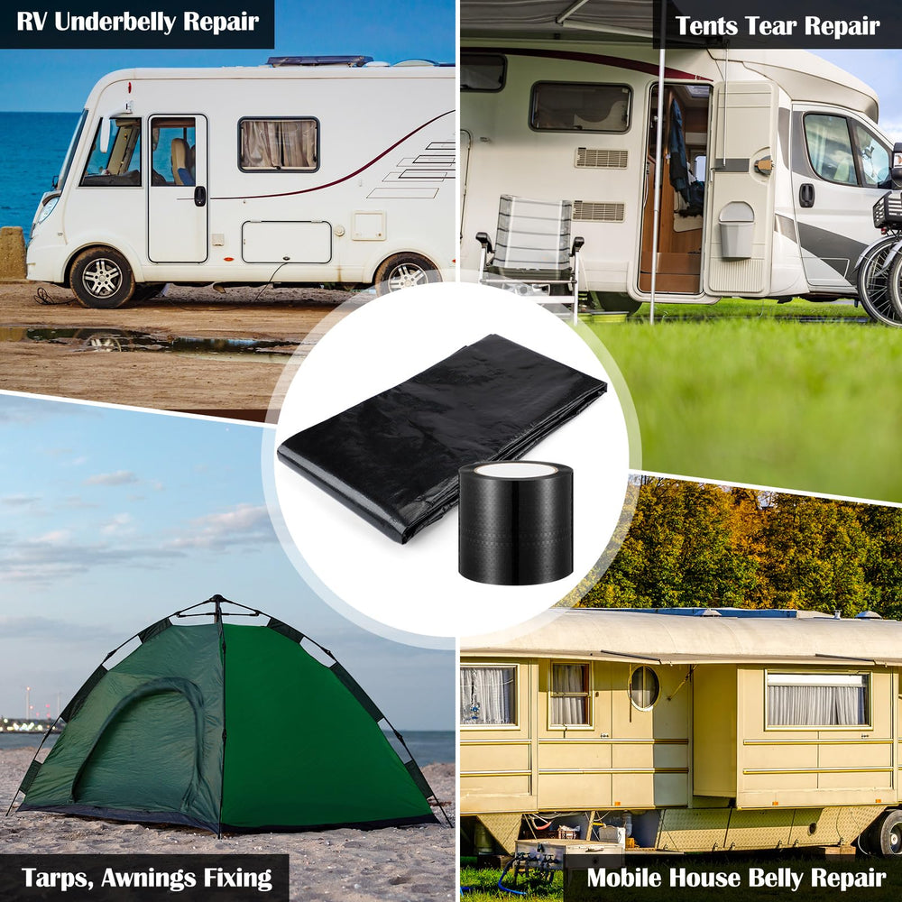 MorningRo repaired RV skirt at campsite highlighting durable weather protection