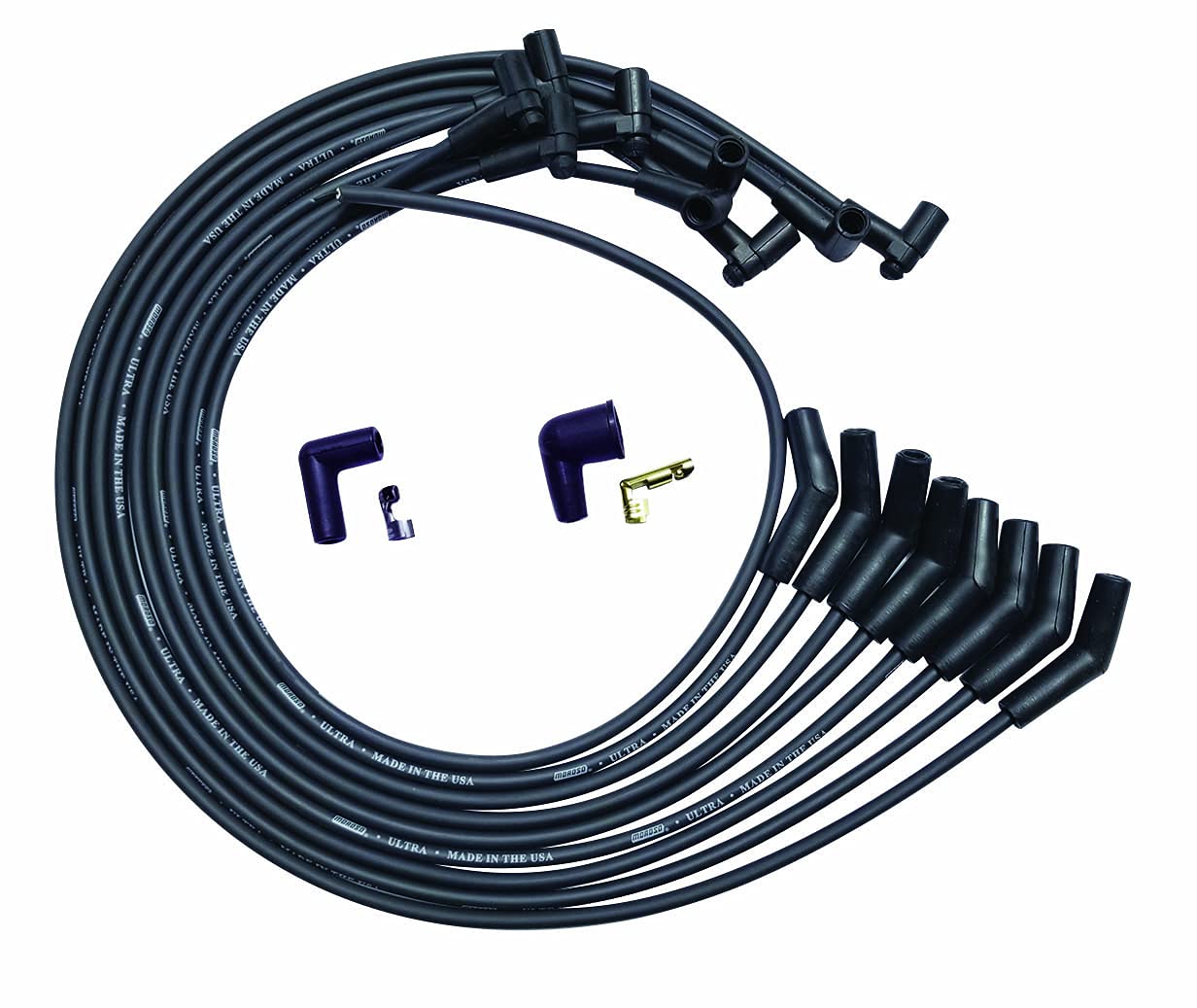 Moroso 51045 front packaging showing black wire set, clear fit and quality