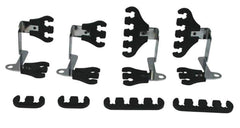 Moroso 72174 kit laid out showing black looms and chrome brackets for neat routing