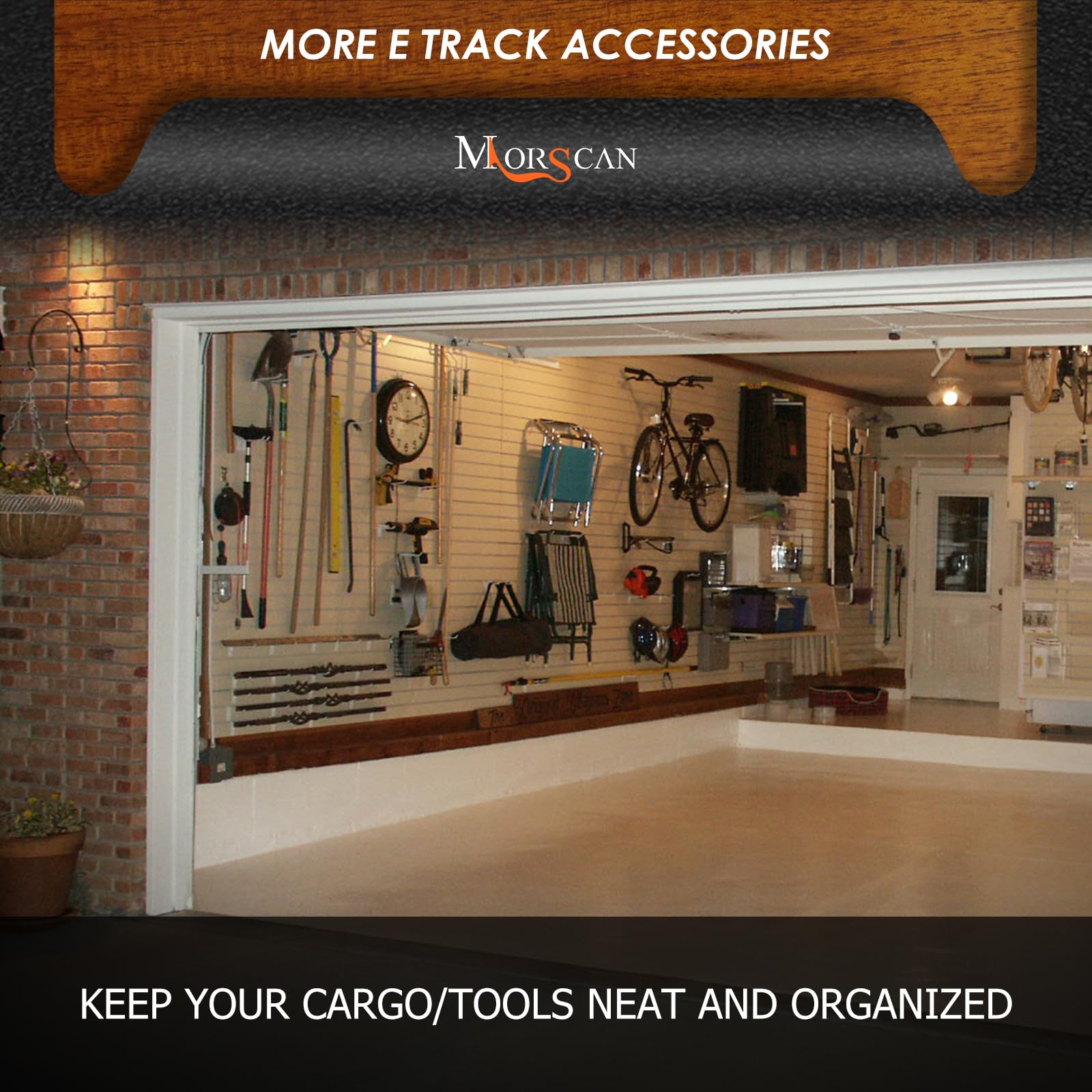 MorScan hooks in garage hanging cords and tools for tidy storage advantage