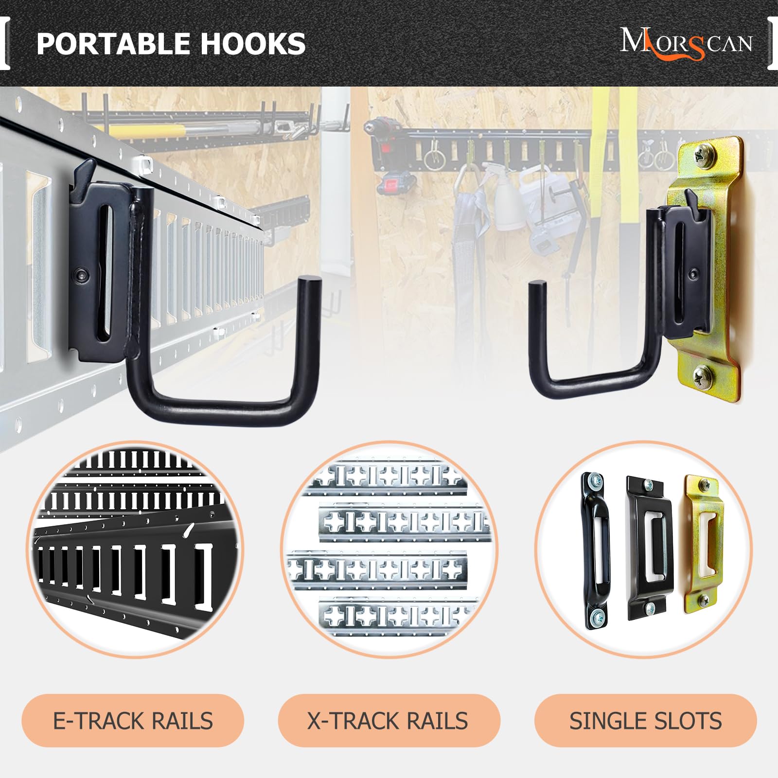 MorScan hook holding straps under load illustrating reliable 400 lb working capacity