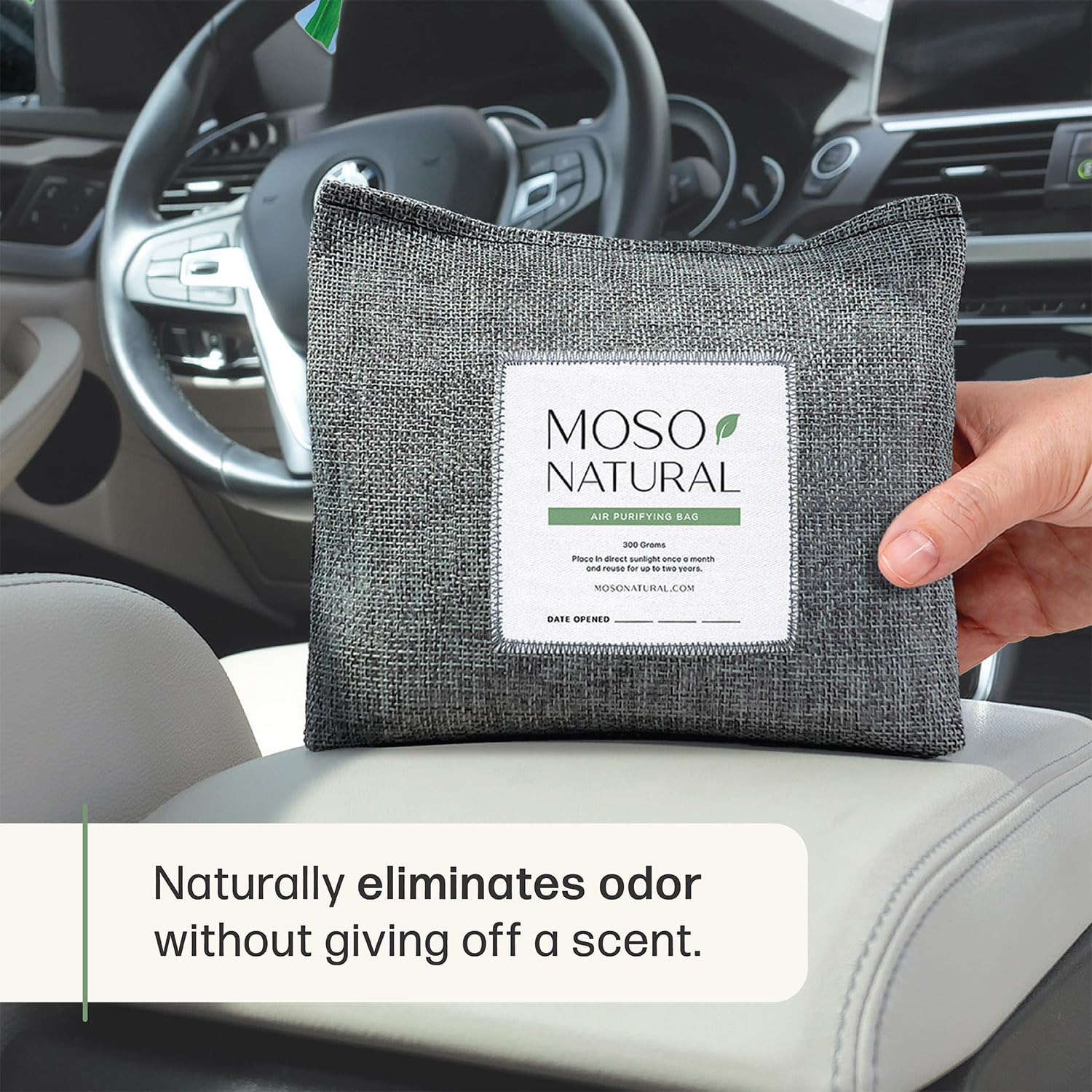 MOSO NATURAL charcoal granules close-up showing porous texture benefit