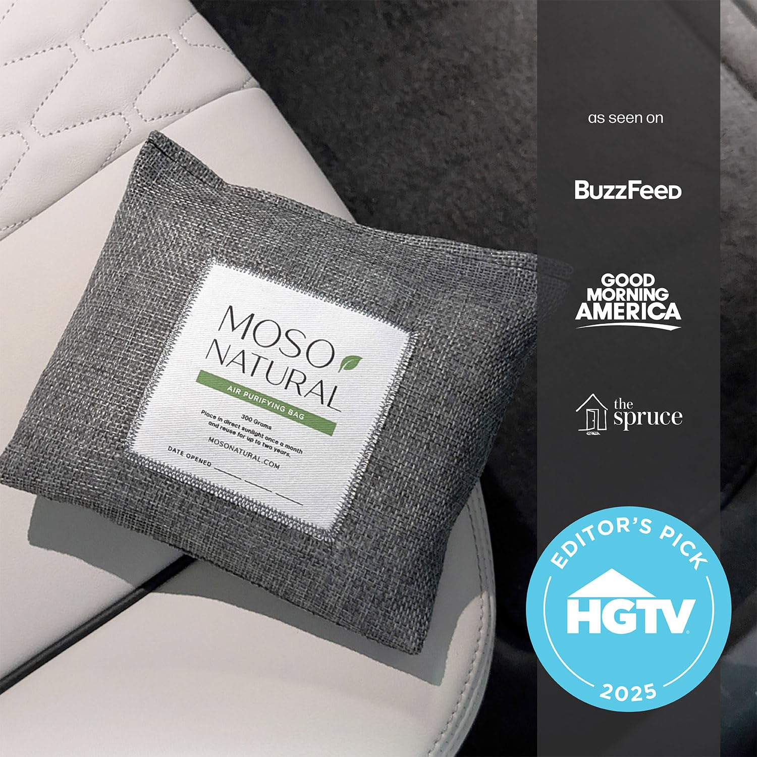 MOSO NATURAL bag placed in RV interior showing moisture control benefit