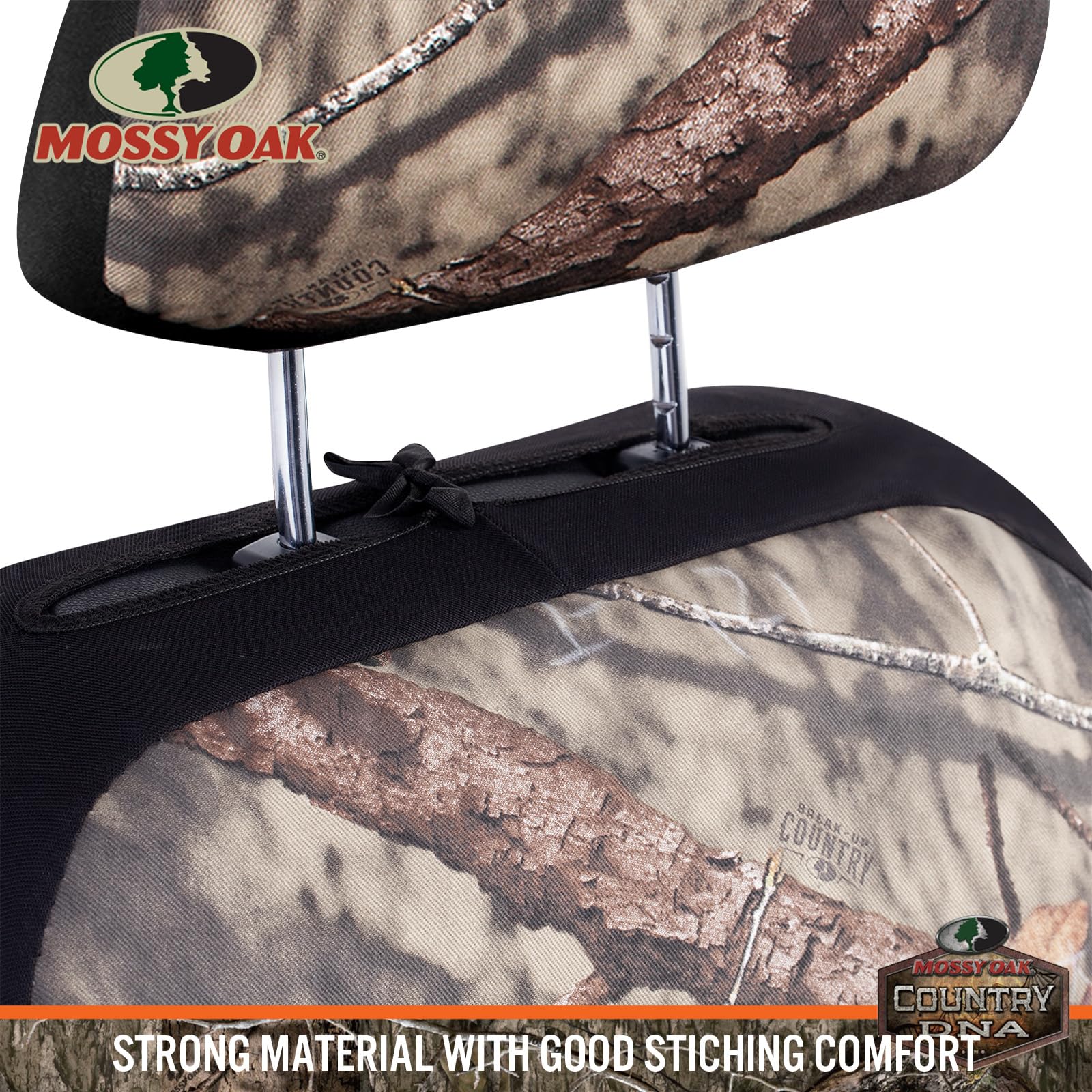 Mossy Oak seat covers installed in pickup cab demonstrating real-world fit