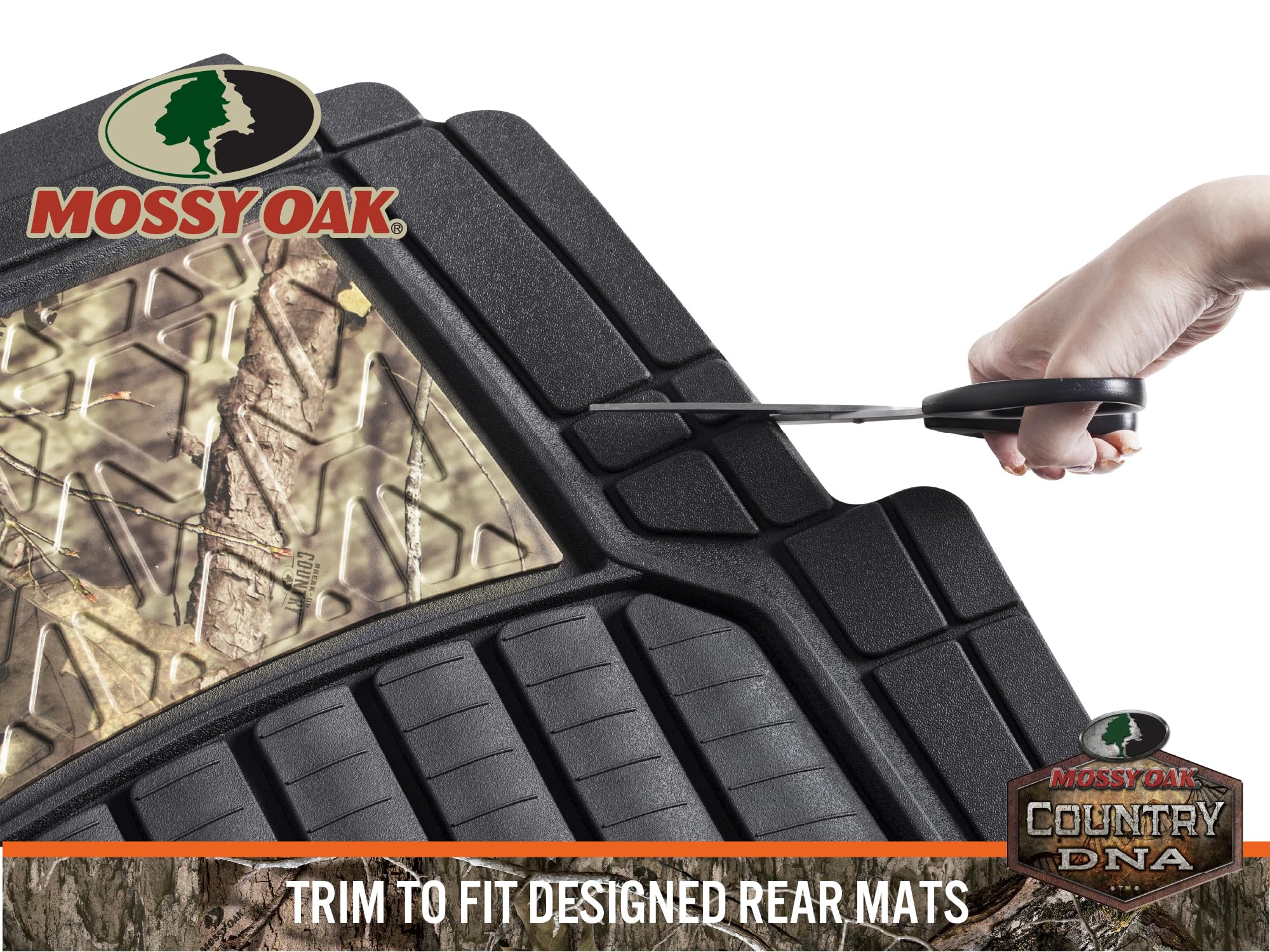 Mossy Oak rear mats installed showing full-coverage protection