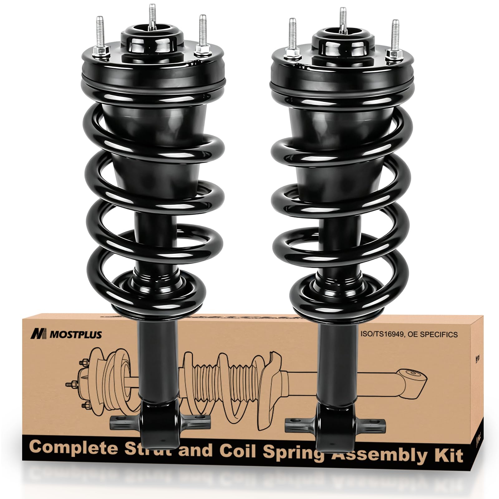 MOSTPLUS front strut assembly front view showing fit and restore handling