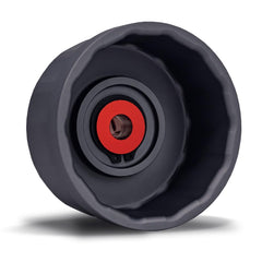 Motivx Tools drain tool attached to filter housing reducing spills during oil change