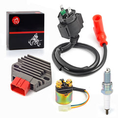 MOTO1988 spark plug and relay laid out to show fitment and easy replacement