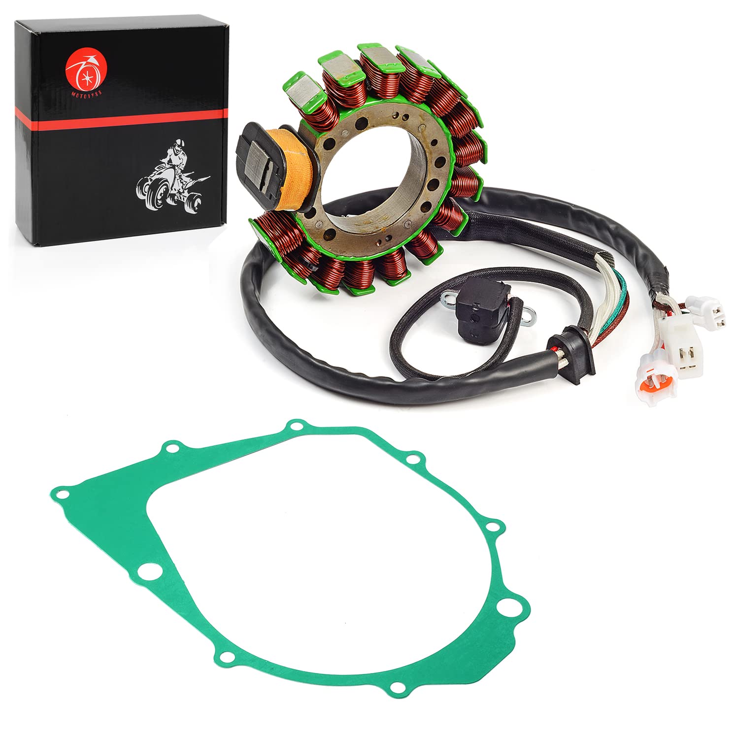 MOTO1988 stator next to ruler showing size and fit for quick verification