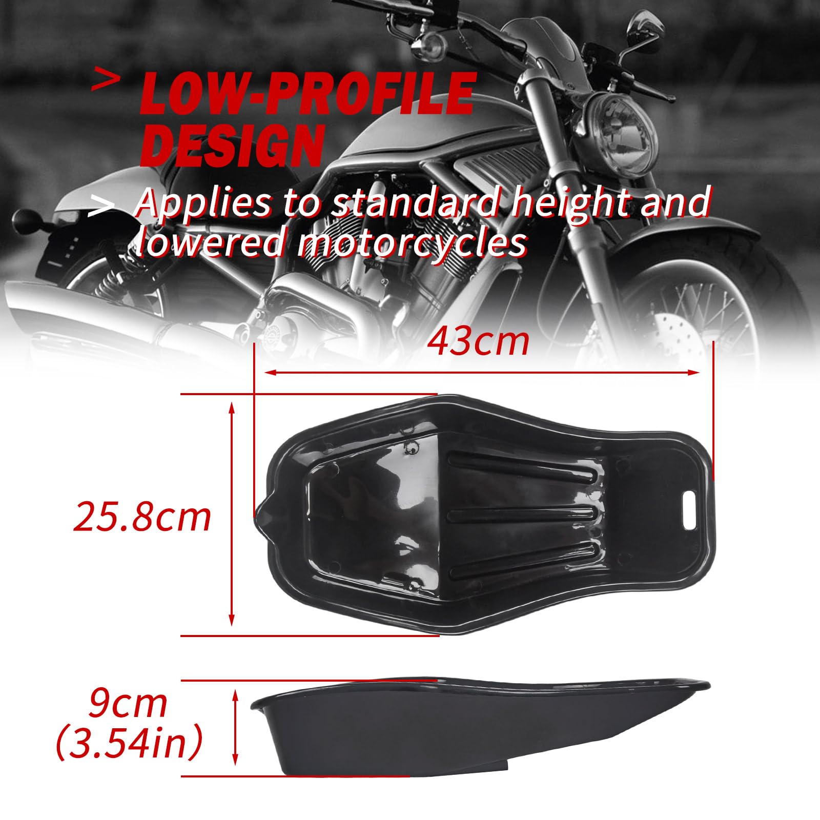 MOTO4U interior tilted conical detail preventing splashes and directing flow