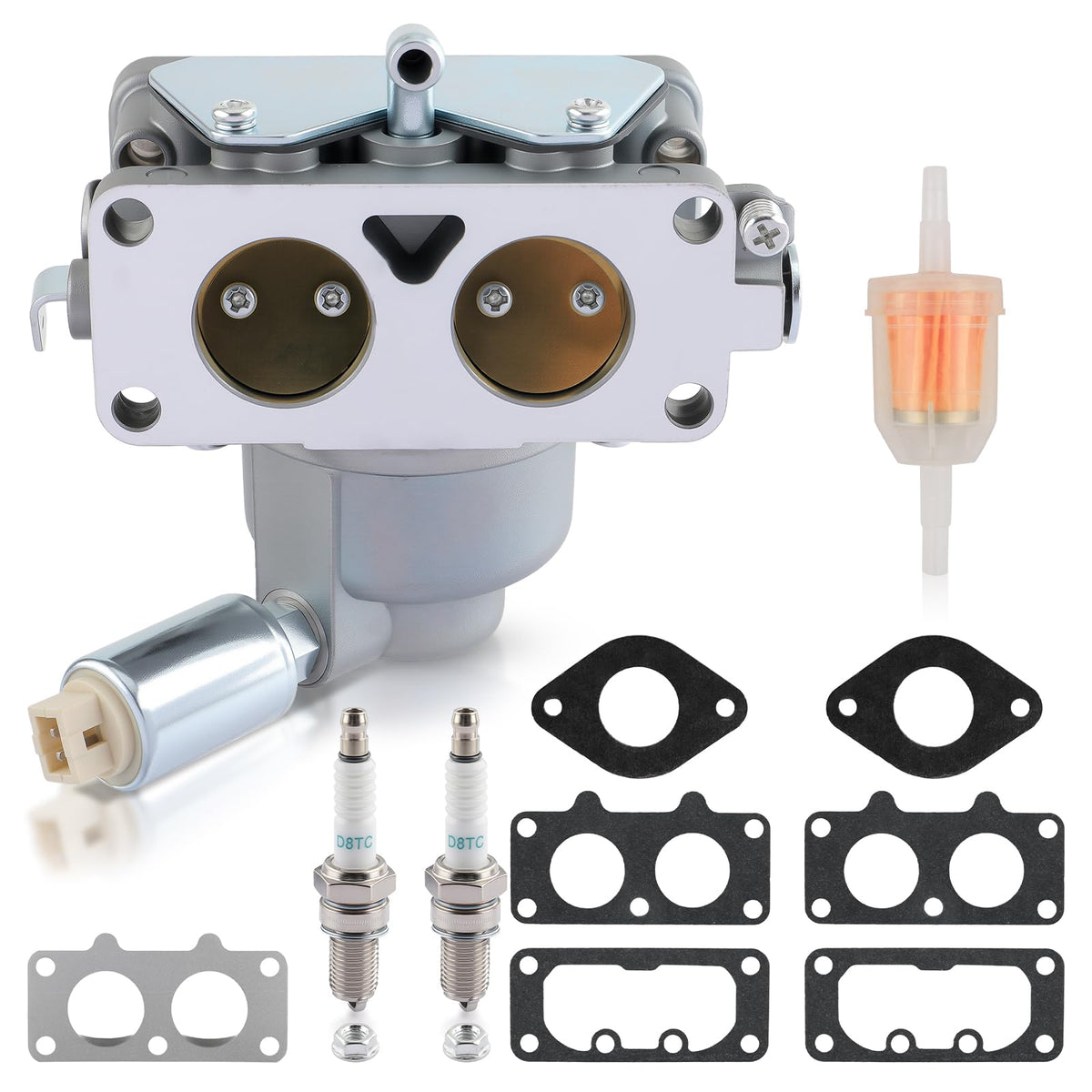 MOTOALL carburetor front view showing mounting ports and improved sealing